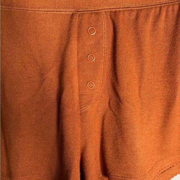 PJ Salvage Brown Mid Rise Lounge Pull On Shorts Size Medium - Picture 2 of 5